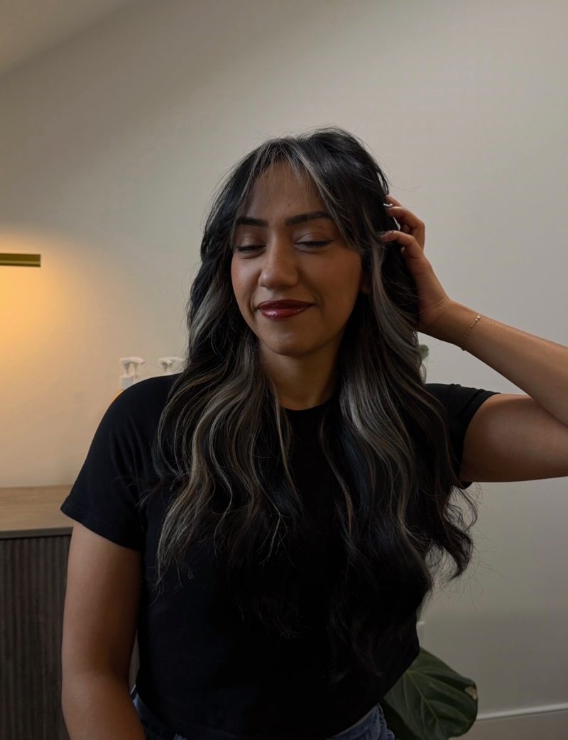 Dark hair with highlights